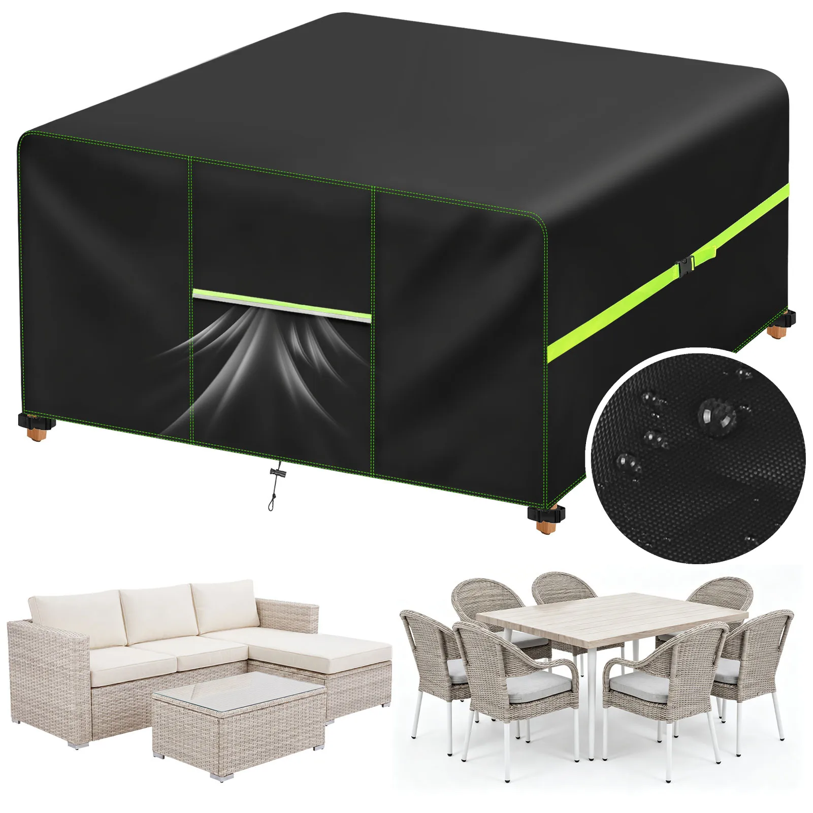Garden Furniture Cover With Air Vent Waterproof Patio Rattan Sofa Table Chair Set Cover 210D Oxford Windproof 125/180/200/242cm