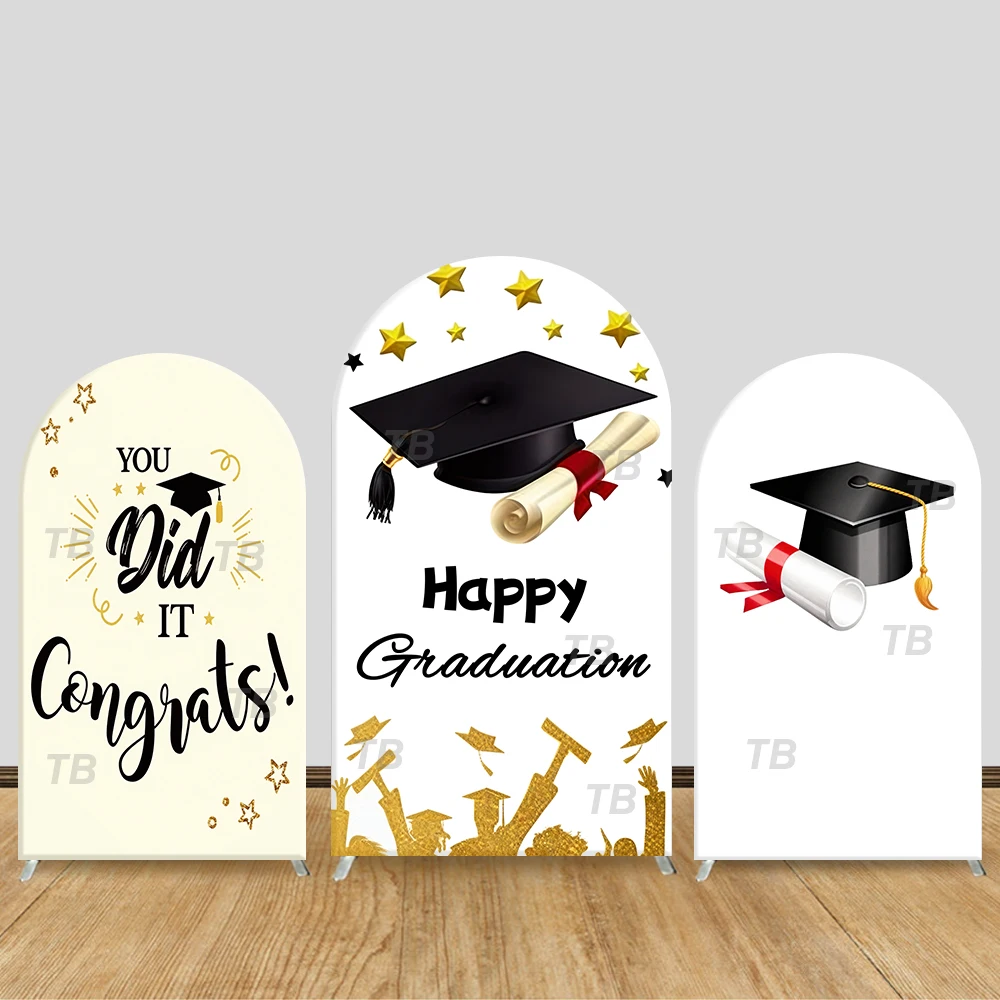 

Happy Graduation Arch Backdrop Cover "You Did It" Cap & Diploma Theme Party Decor Photo Booth Supplies
