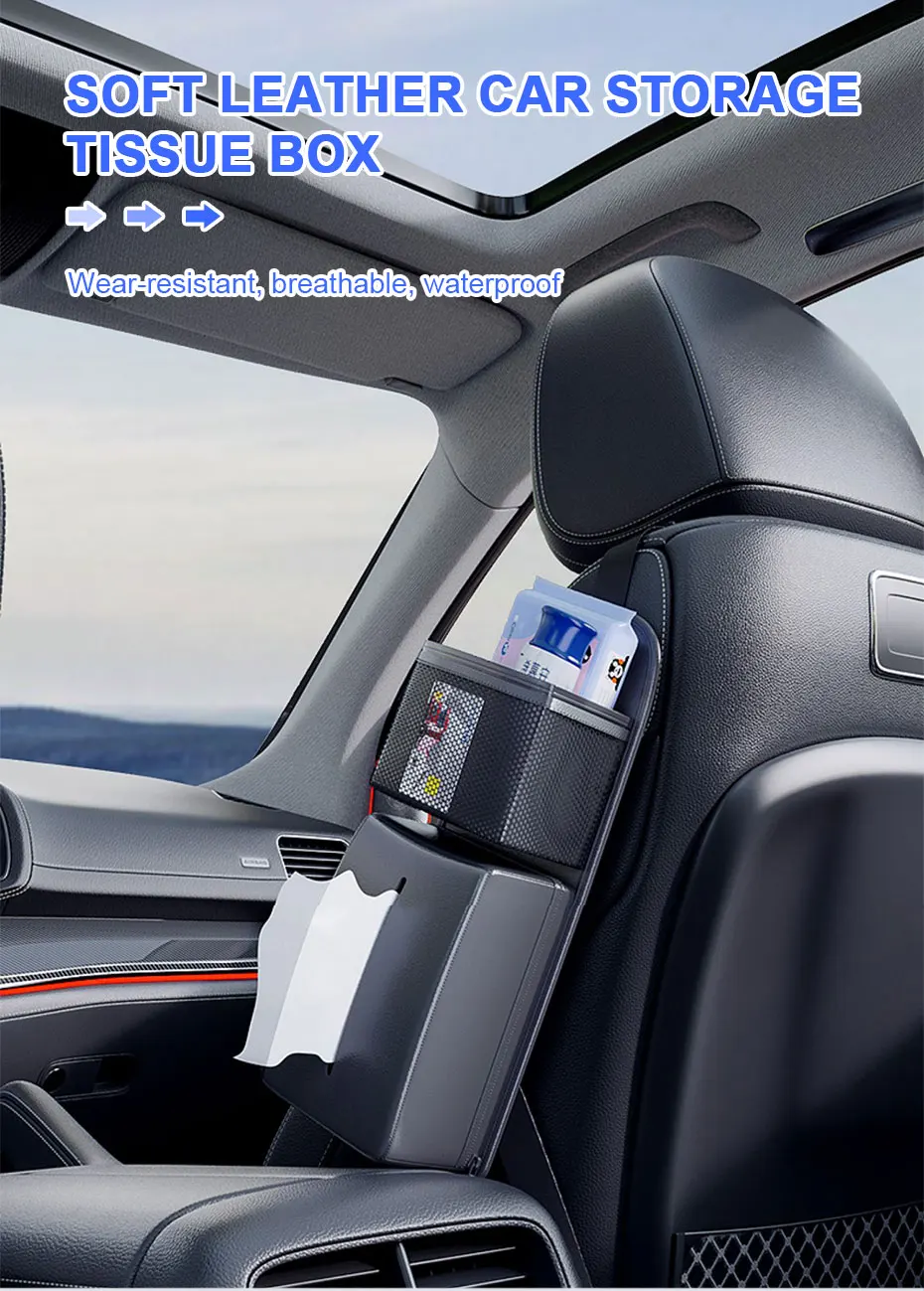 SEAMETAL Autositz-Seiten-Aufbewahrungstasche, Autositz-Hänge-Organizer, multifunktionale Autositzbox für Taschentücher, Telefonschlüssel, Zubehör – Detail 1