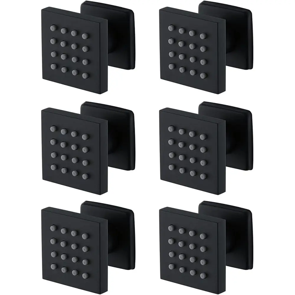 

Square Shower Spa System with Adjustable Massage Jets, Wall-Mounted, Solid Brass, Matte Black, 4-Piece Set
