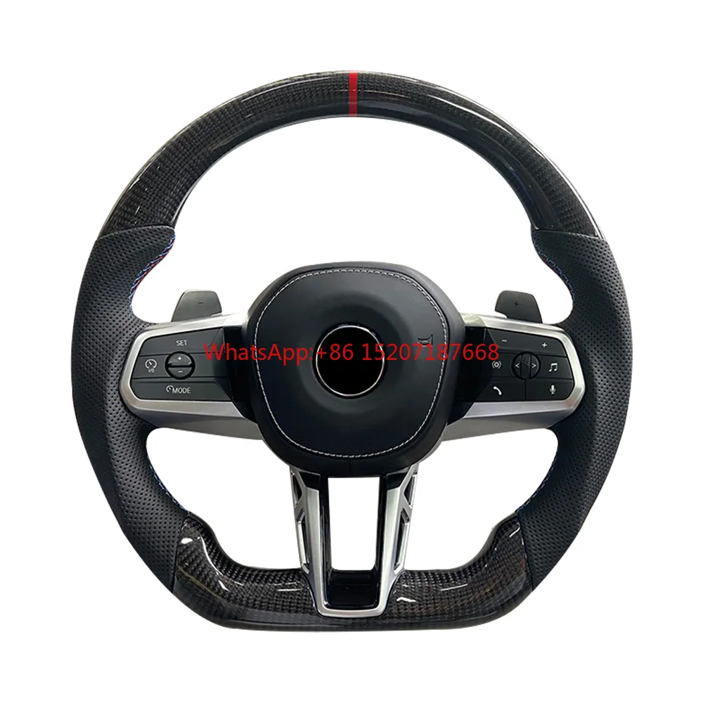 

Full Leather Steering Wheel Fit For 5 Series 530Li 7 Series 735Li 740Li ID8 Carbon Fiber Steering Wheel