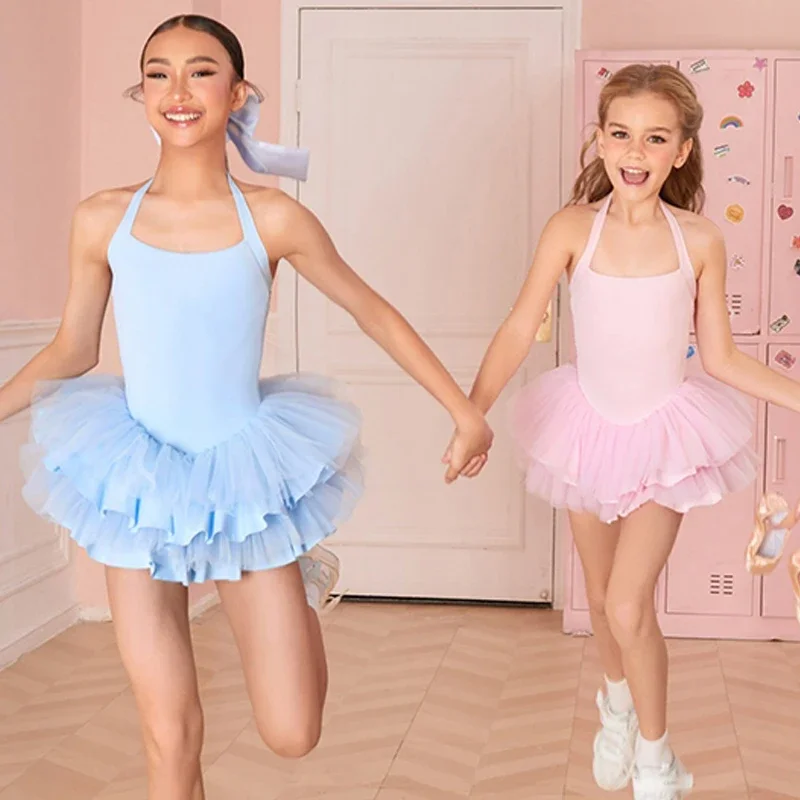 소녀를위한 새로운 라틴 댄스 복장 민소매 레이스 발레 드레스 키즈 차차 룸바 라틴 댄스 경연 대회 의상 DQS20018