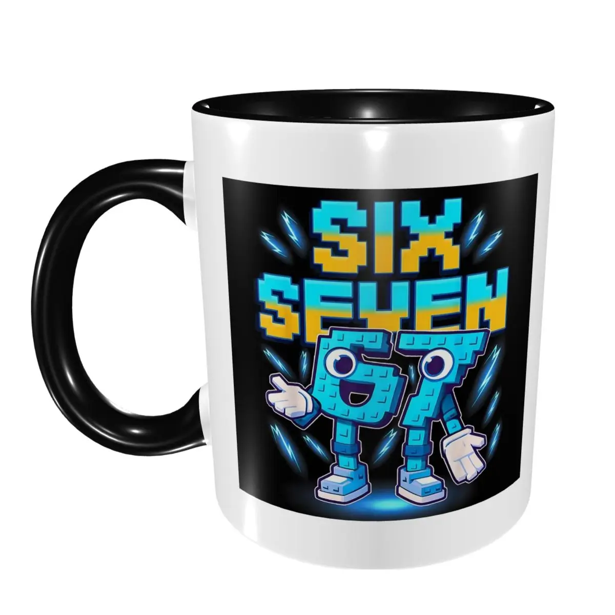 Number 67 Building Blocks Print Mug Funny Ceramic Coffee Cups Tea Mugs Milk Cup Drinkware Gift for Friends