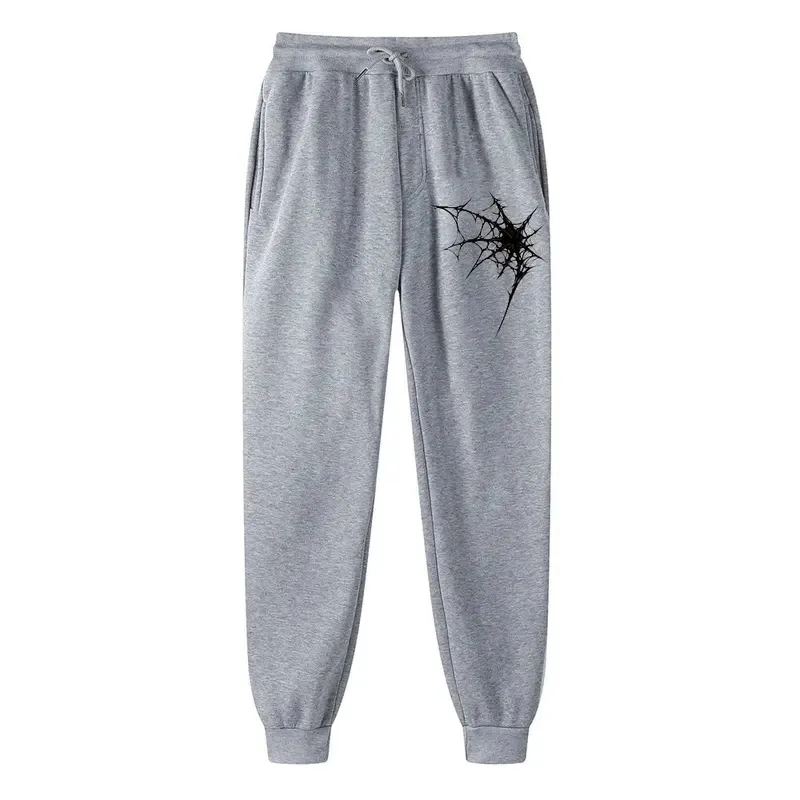 Sports Pants Men’s Drawstring Design Trousers Spider Web Print for All Seasons Training Comfortable Outdoor Sweatpants Unisex