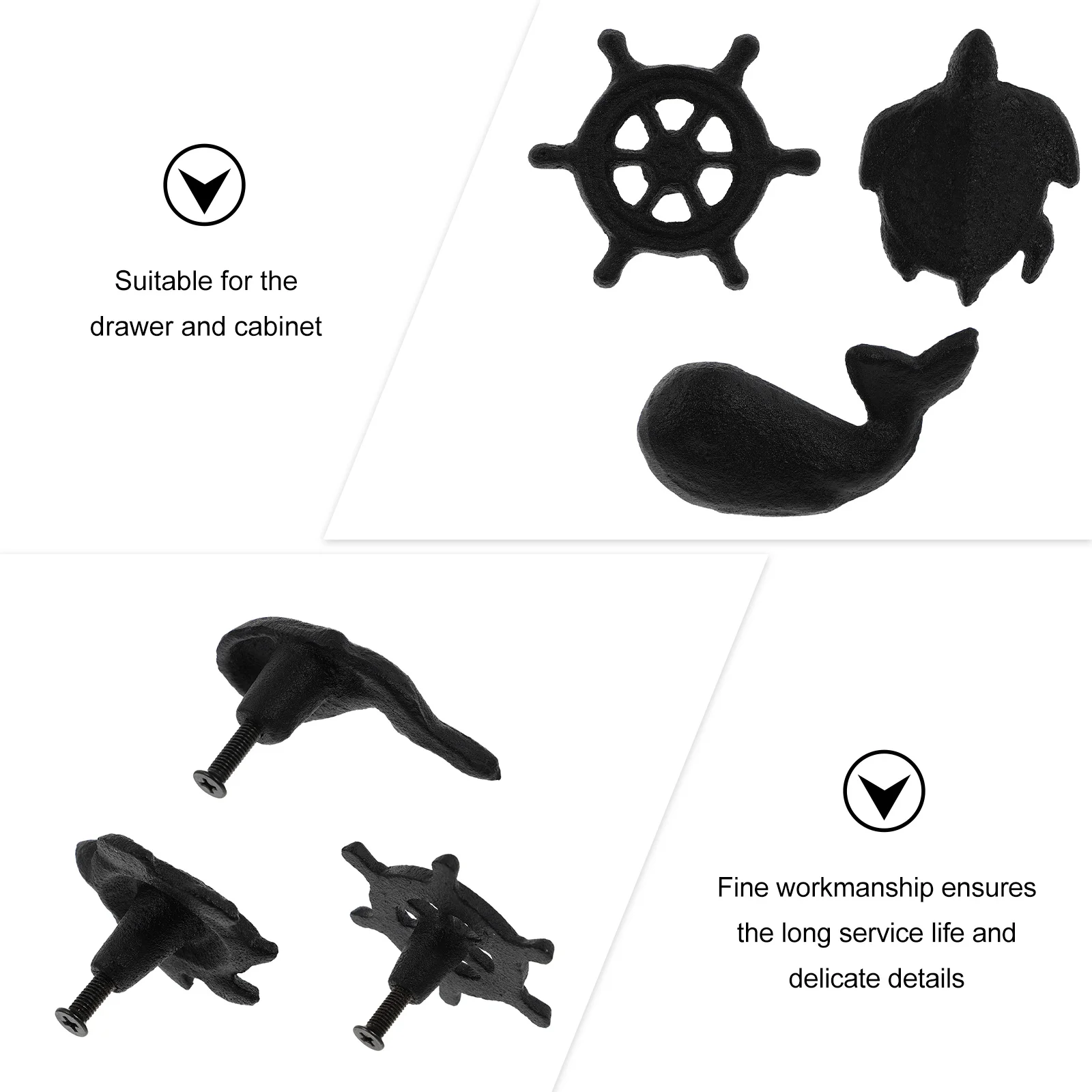 

1 set Ocean Style Cabinet Handles Sea Themed Drawer Pulls Decorative Furniture Hardware Iron Craft Home Upgrade Replacement