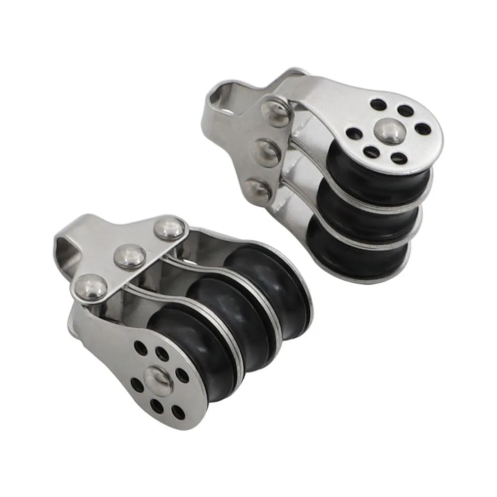 Stainless Steel Rope Pulley for Sailing Anchoring and Sunshade Cable Systems Yacht Sailboat Compatible 53.5x36x22mm view 6