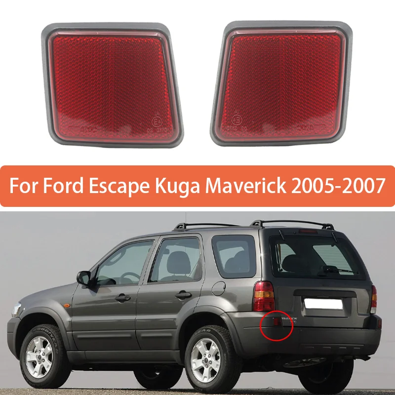 

Pair Reflective Strips For Ford Escape Kuga Maverick 2005 2006 2007 Car Rear Bumper Reflector Red Lens Warning Strip 5L8Z17808BA
