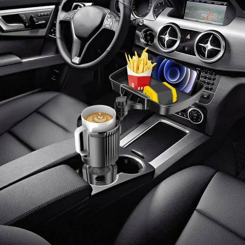 Vassoio portabicchieri per auto vassoio estensibile girevole per auto vassoio da tavolo per alimenti per auto per carrelli da Golf RVs supporto per bevande salvaspazio per