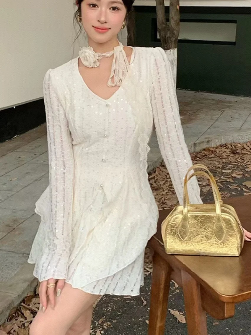 Alien Kitty 여름 니트웨어 정장 여성 v 넥 슬림 피트 코트 세련된 2025 부드럽고 우아한 Office Lady New High Street 미니 스커트 세트