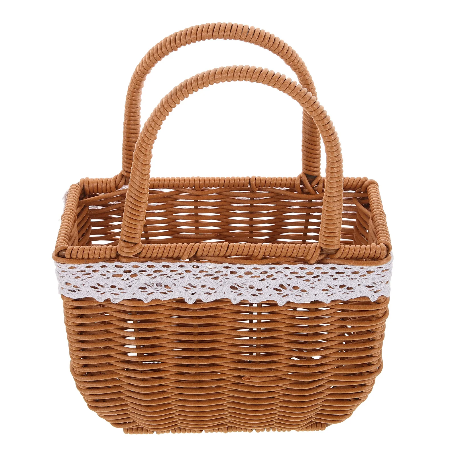 

Woven Wicker Basket For Women Handmade Small Gift Basket Picnic Beach Clutch Storage Bag Flower Arrangement Container