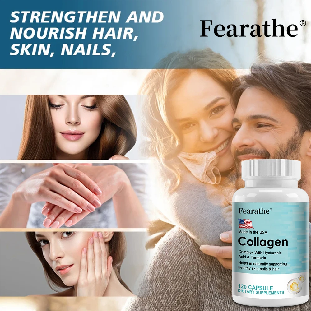 Marine Collagen Plus - with Vitamin E, Vitamin C, Turmeric & Biotin, 1000mg Collagen Type 1, Supports Hair, Nails & Skin