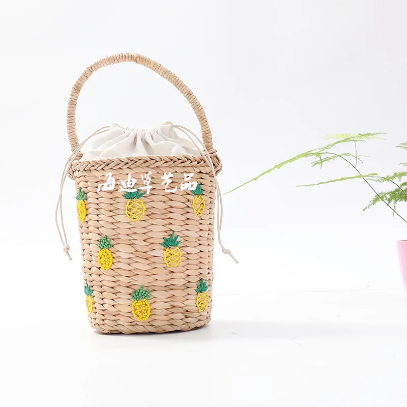 Sac à main en paille tissé fait main pour femmes, sacoche de plage ajourée, fourre-tout bohème, E27