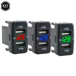 12V-24V Car Charger Socket 4.2A Dual USB Ports with Voltage Display Power Socket Charger for Toyota Auto Accessories with Line