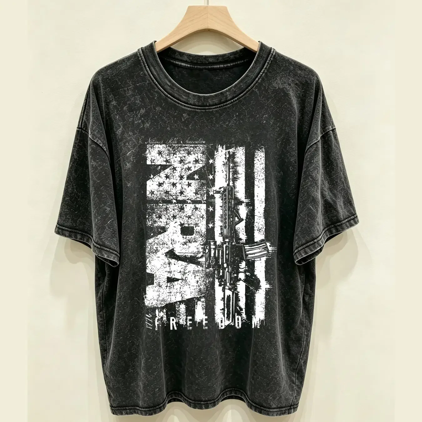 washed T Shirt National Rifle Association NRA Grit Distressed American Flag USA Guns 7480 long or short sleeves vintage Washed