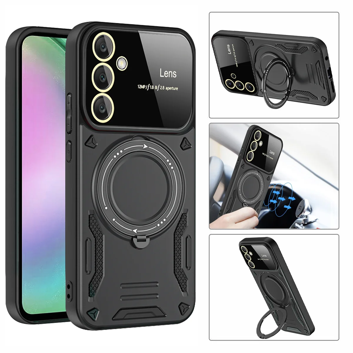 For Samsung Galaxy A55 5G Case Shockproof Armor Ring Magnetic Phone Cases For Galaxy A55 A 55 Magsafe Wireless Charging Cover