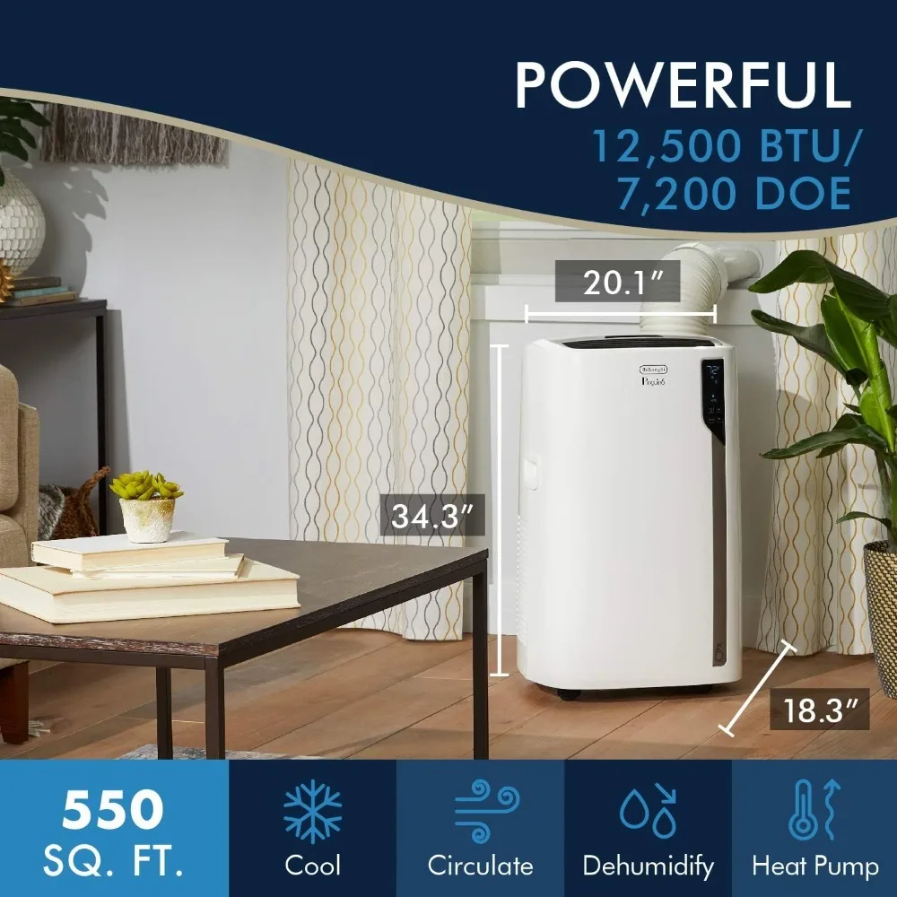 เครื่องปรับอากาศพกพา12,500 BTU ห้องขนาดใหญ่พิเศษเย็นถึง550ตร. ฟุต WiFi พร้อม Alexa ประหยัดพลังงานความร้อนเงียบ