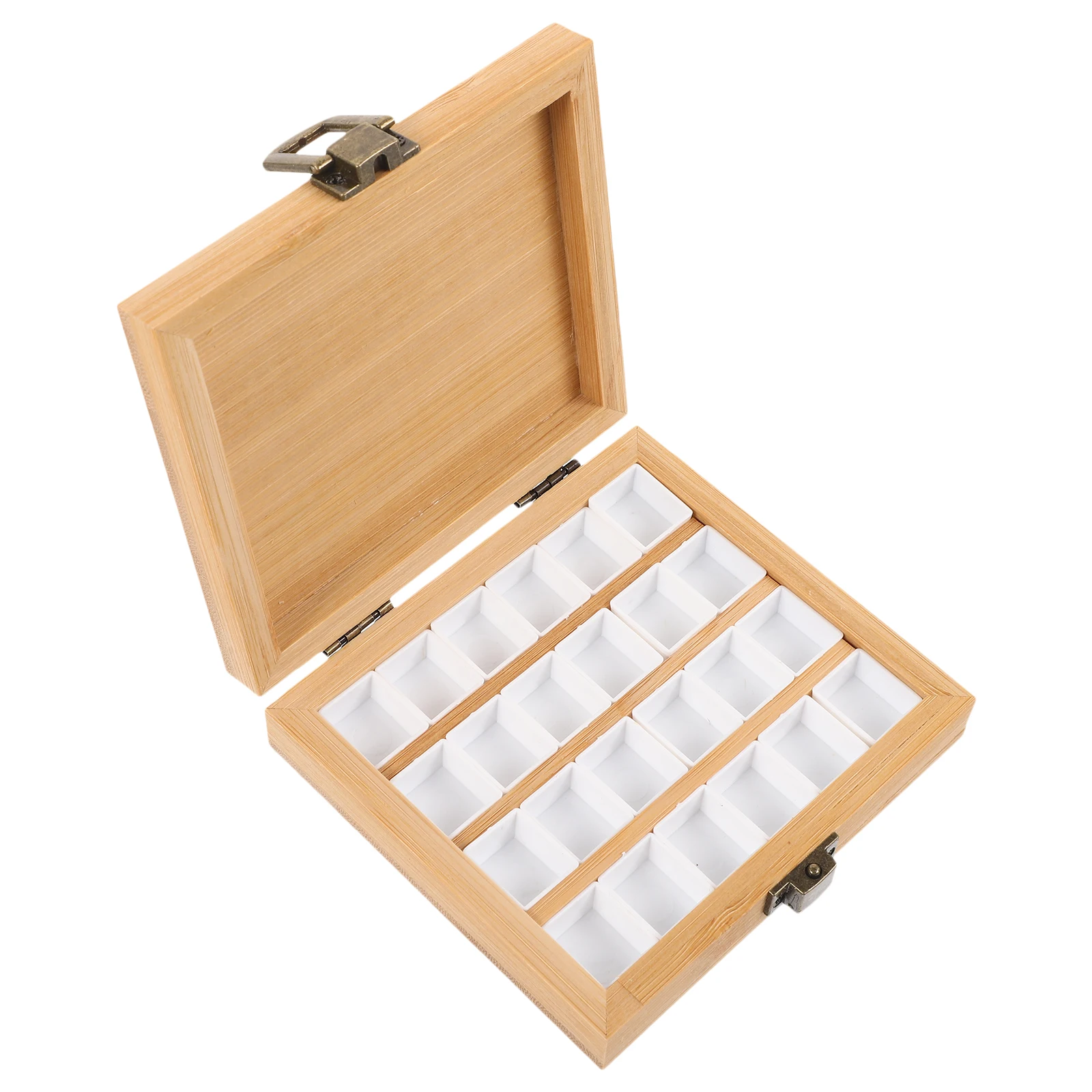 

1pcs Watercolor Palette Box Bamboo Compartments Mini Paint Storage Case Travel Pigment Mixing Tray Empty Pocket Wood