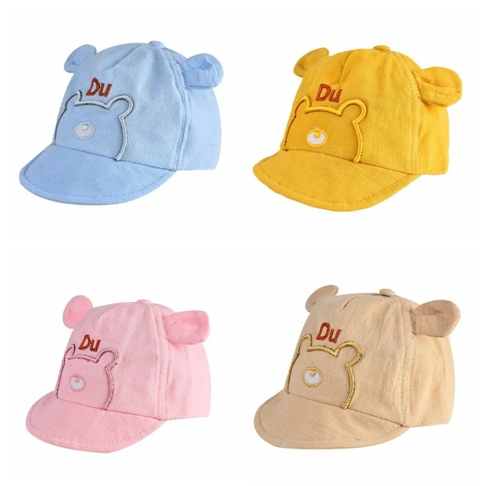 

New Cotton Baseball Hat Cute Bear Warm Peaked Cap Adjustable Soft Brim Sunscreen Hat Outdoor