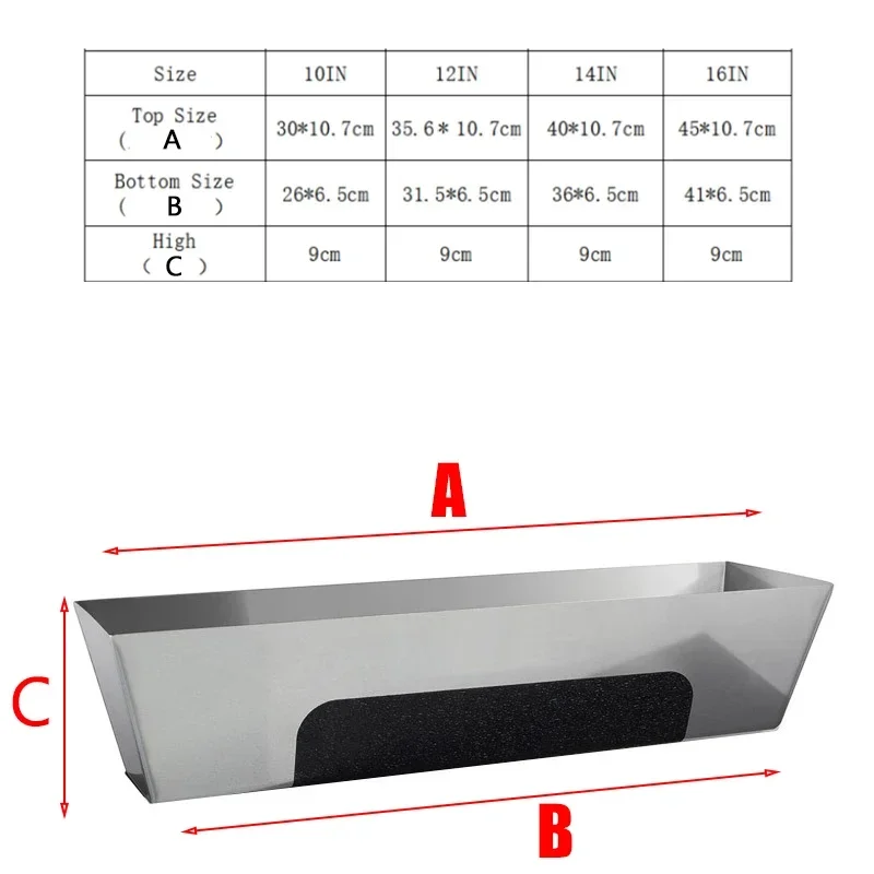 10-14In Stainless Steel Mud Pan Anti Slip Sturdy Accessories Lightweight Drywall Sheared Edges with Reinforced Band Scraping Bar