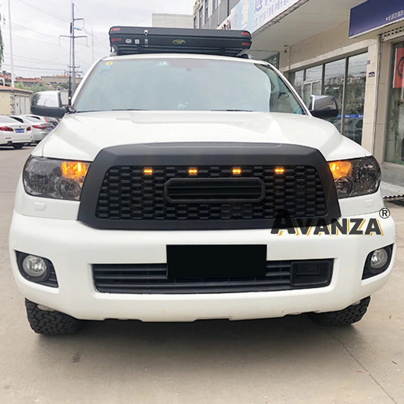 Front Grill With LED Light TRD style Modification Fits For toyota Sequoia 2010-2018 Racing Grill