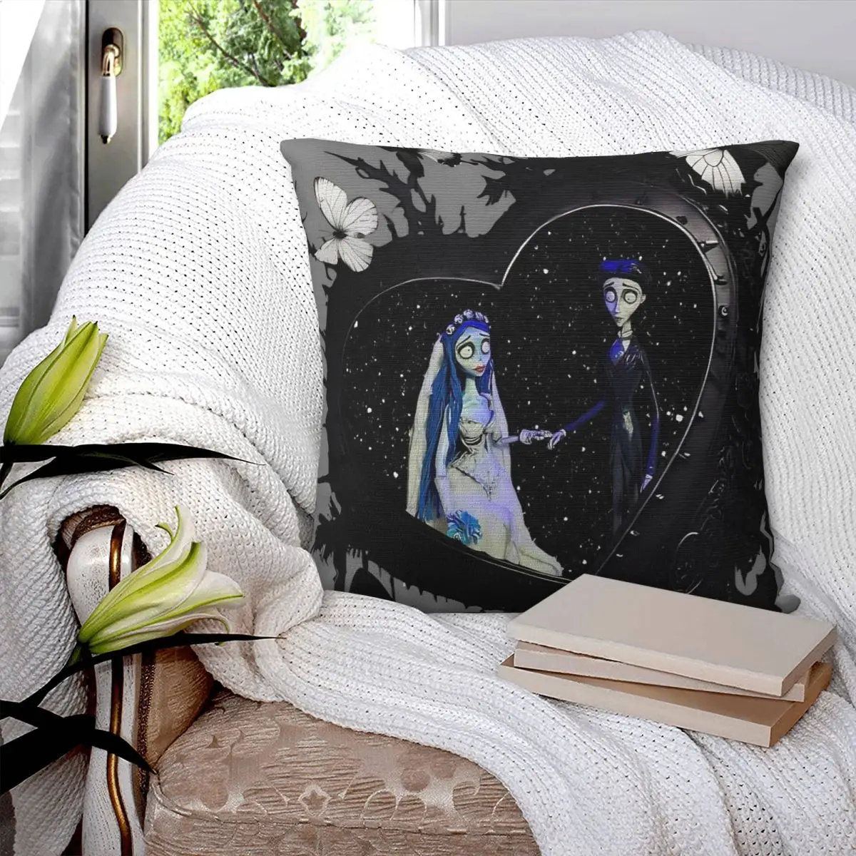 Corpse Bride Emily Pillowcase Printing Polyester Cushion Cover Decorations Pillow Case Cover Bedroom Zipper 45*45cm