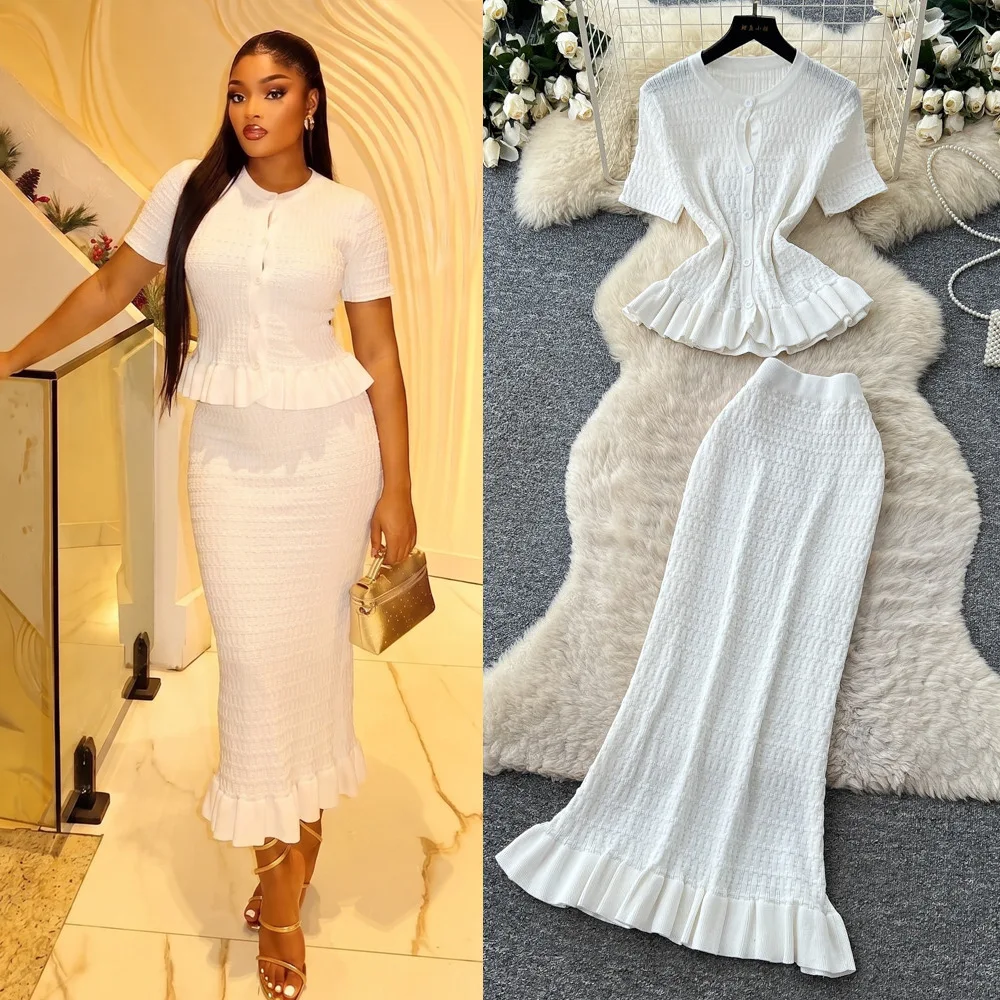 Korean-style Knitted Rule 124; Rule 124; Slim-fit Two-piece Set For Women, Summary Slim-fit 124mature And Elegant Style, Suitabl