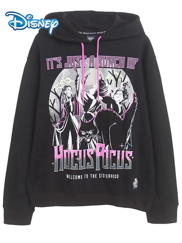 

Disney Sweatshirt Halloween Hocus Pocus Magic Princess Letter Cartoon Print Fashion Hooded Unisex Women Long Sleeve Jumper Tops