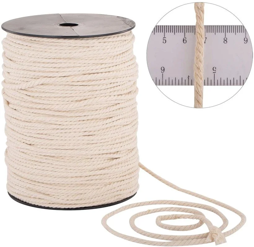 Macrame Cord 3mm 4mm 5mm 6mm 3 Strand Twisted Cotton Cords Rope For Handmade Beige String DIY Home Wedding Wall Hanging Craft