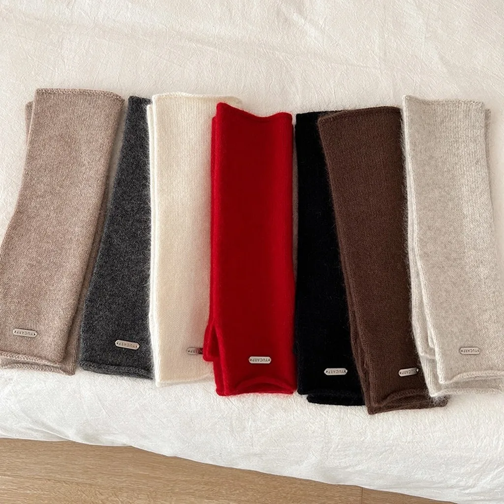 Thermal Arm Covers Thermal Long Knit Arm Warmers Half Finger Gloves Warm Fake Sleeves For Daily Commuting Students Outdoor