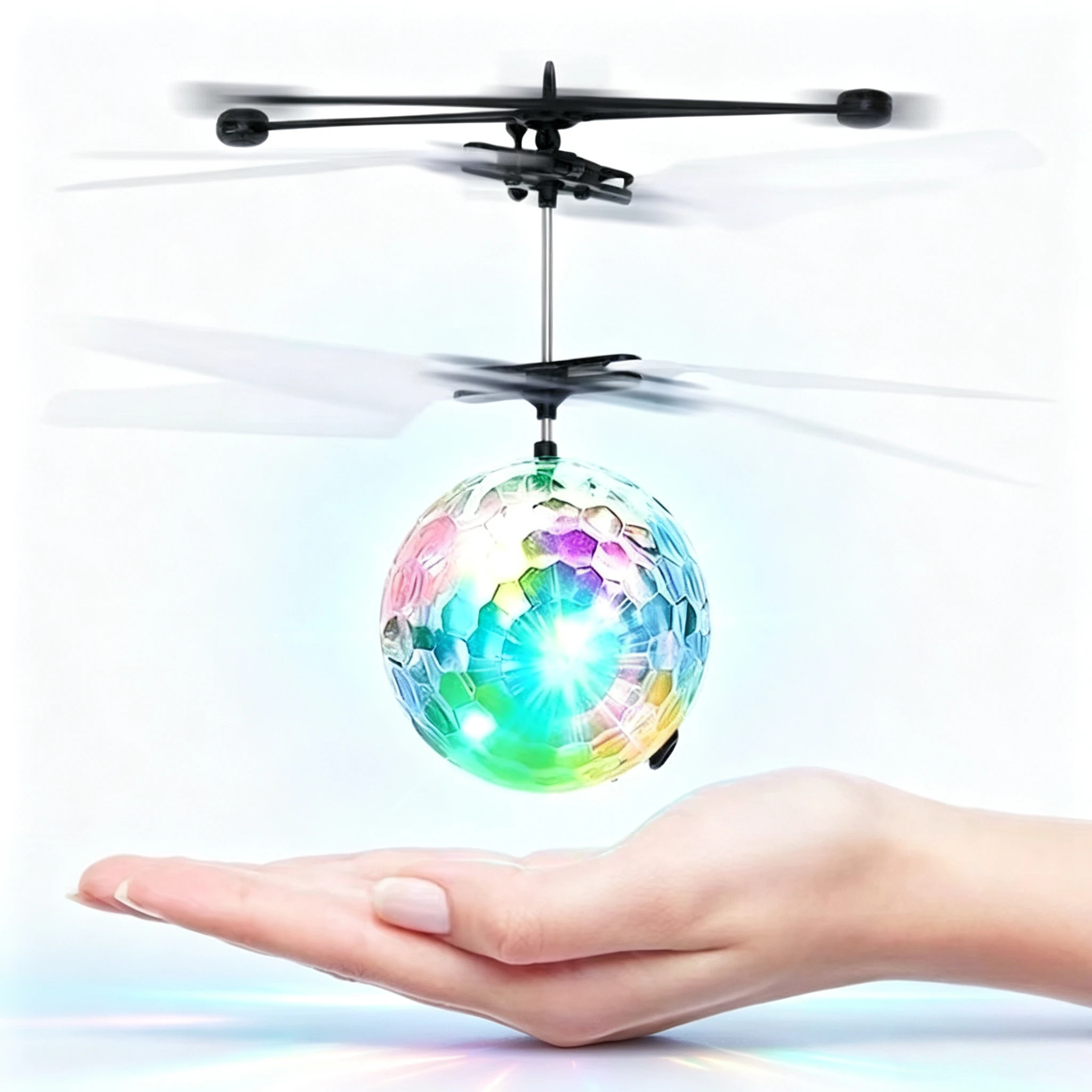 Hand Gesture Induction Flying Ball Rechargeable LED Light Up Crystal Hover Drone Ball Infrared Sensor Suspension Helicopter gift