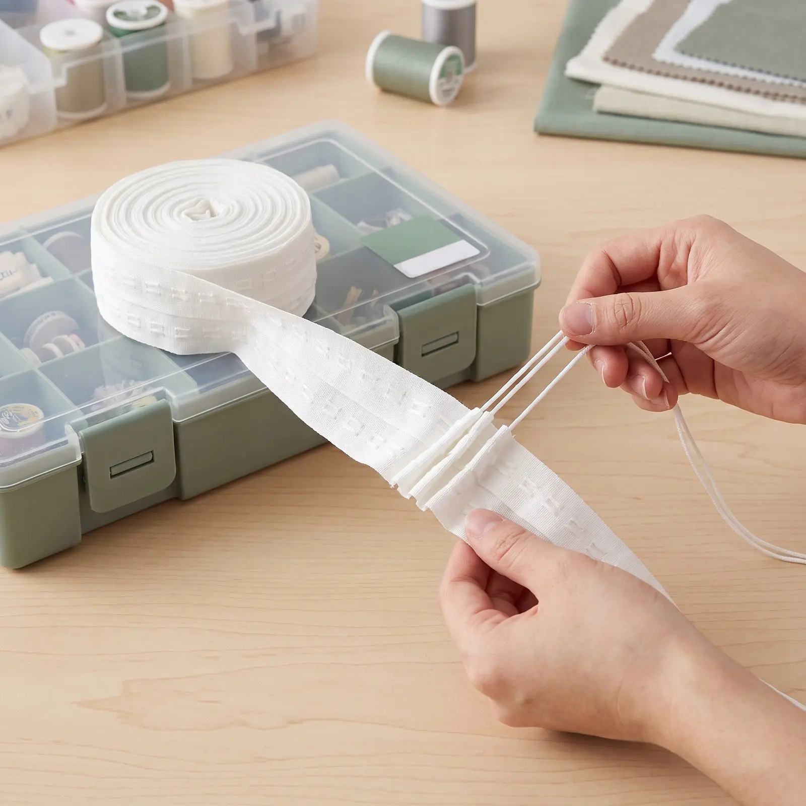 30M X 3Cm Curtain Pleat Tape with Lining Universal Drapery Pleater Tape for Precise Gathering Professional Curtain Hook Strip