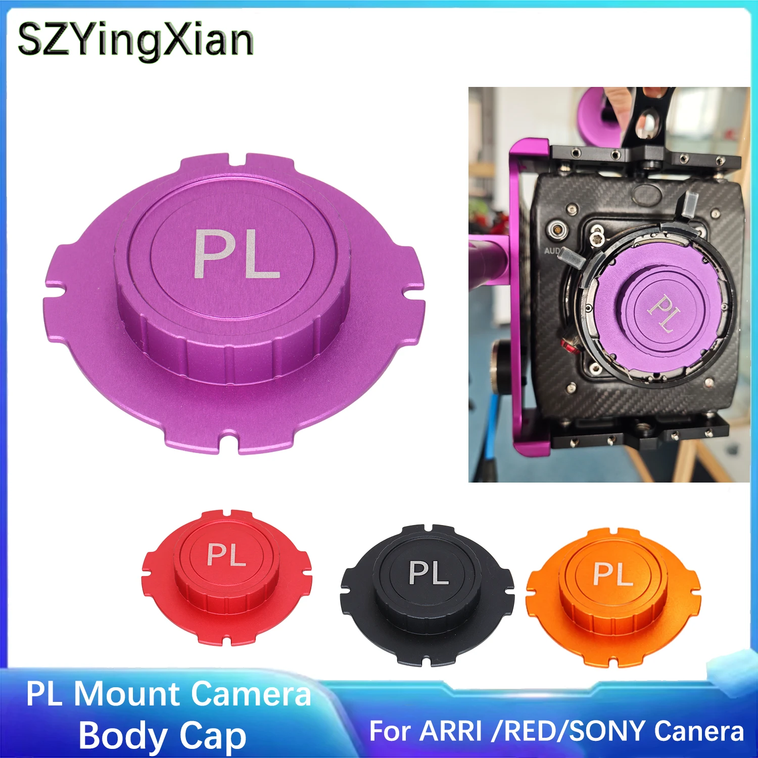 Aluminum Alloy PL Mount Camera Body Cap, Twist‑Lock Cine Camera Sensor Protective Cover for ARRI RED PL‑Mount Cinema Camera
