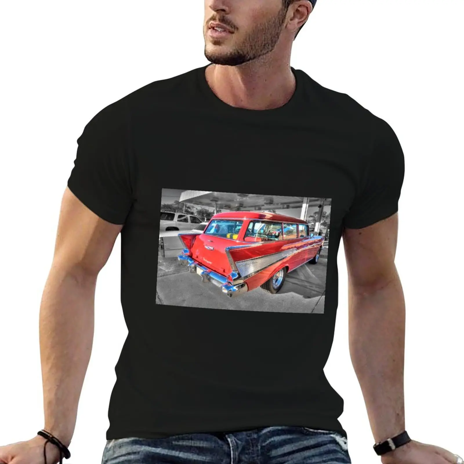 57 Bel Air 210 Townsman Station Wagon T-Shirt Comfortable Basic Crew Neck Tee