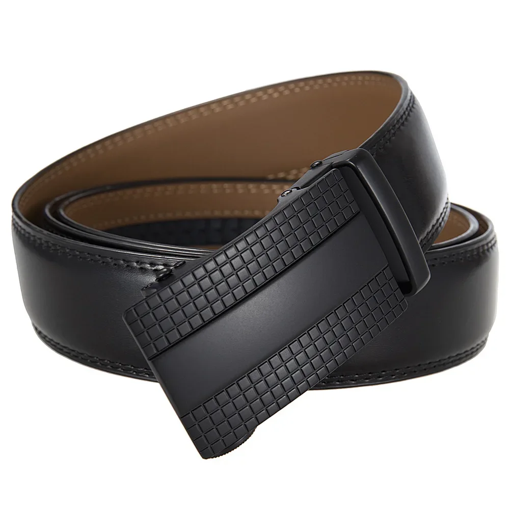 Plyesxale Brand Alloy Buckle Men Belt Cow Leather Belts For Men Automatic Buckle Cowhide Male Strap Fashion Black Straps B1293
