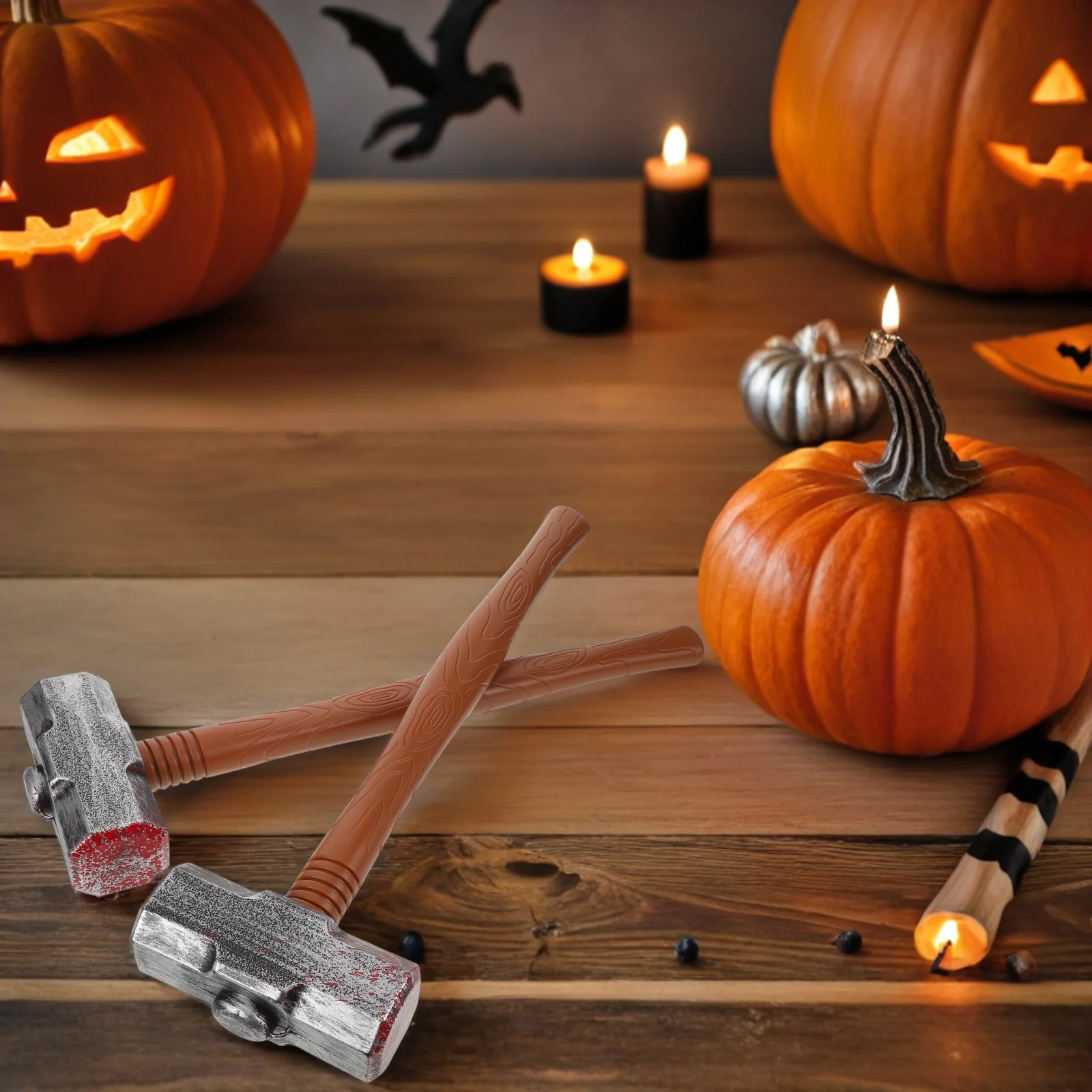 

2Pcs Realistic Simulation Plastic Hammers - Lifelike Design for Halloween Party Cosplay Kids Pretend Play Decor Accessories