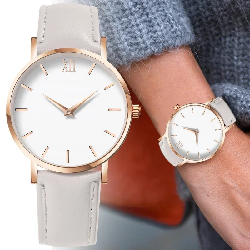 Fashion Women\'s Watch Minimalism Watches for Women Leather Band Quartz Wristwatches New Casual Ladies Watches Relojes Para Mujer