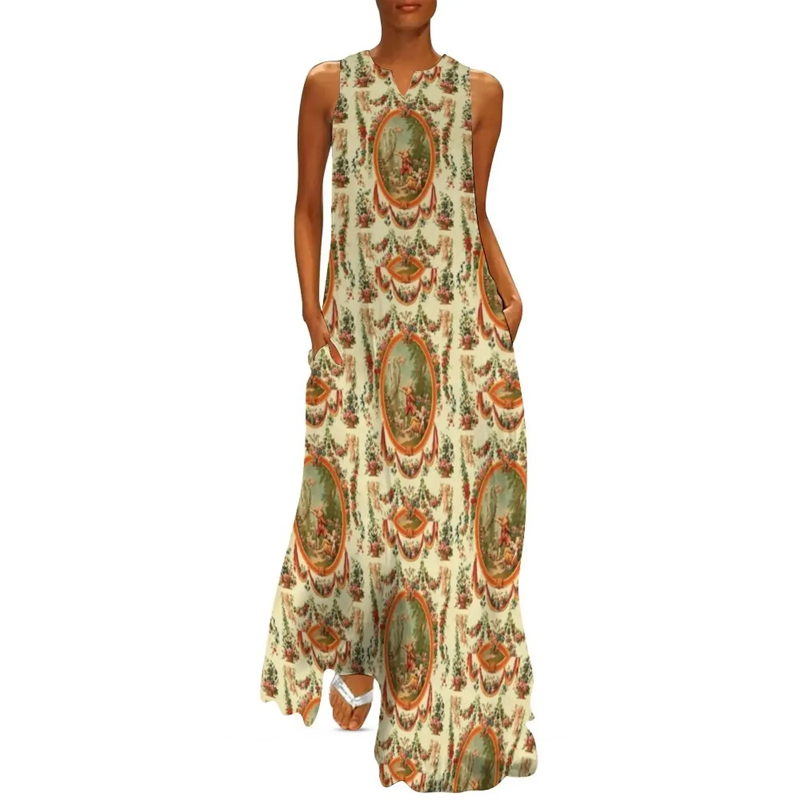 

Rococo Design Floral Romantic Pattern Long Dress women's luxury party dress long sleeve dress women's summer jumpsuit