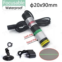 Linea di vetro impermeabile D20X90mm focalizzabile 520nm linea verde 10mW 30mW 50mW 80mW 135mW modulo Laser per il posizionamento del taglio