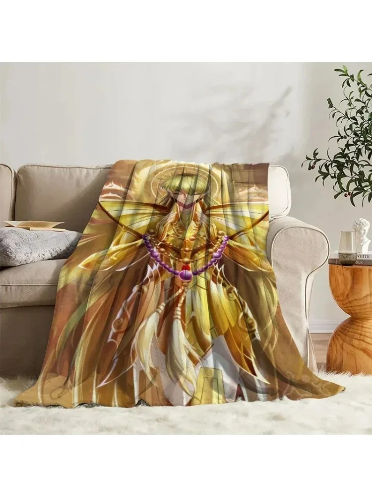 AliExpress Cartoon Blanket Saint Seiya Sofa Camp Nap Bedspread Soft Bicycle Blanket Fleece Home Textile Birthday Gift Blanket Bedroom Decor