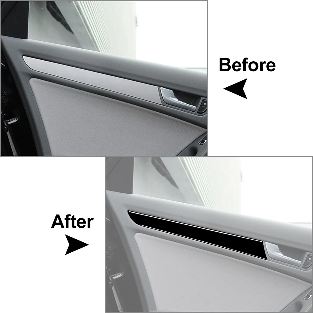 4Pcs/Set Piano Black Interior Car Door Handle Panel Cover Trim Decorative Stiker For Audi A4 B8 A5