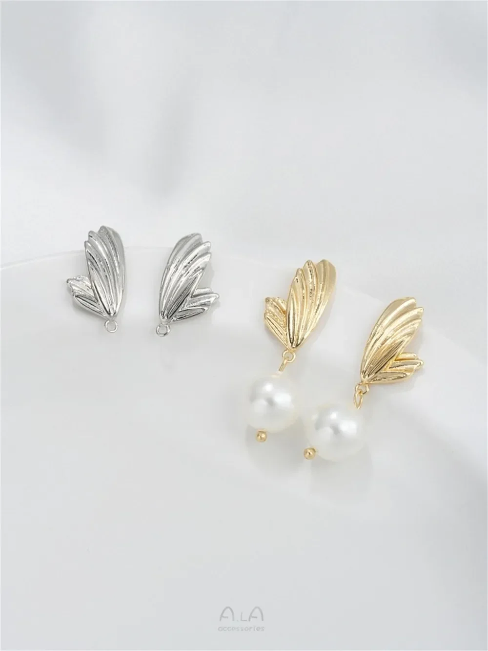 Pendientes de ala de mariposa chapados en oro de 14 quilates, agujas de plata 925 con anillos colgantes, materiales para pendientes hechos a mano, accesorios para pendientes