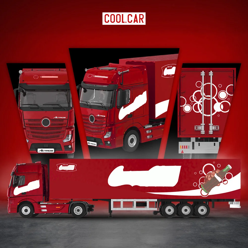 

*Pre-order*Cool Car 1:64 Red Painting Container Truck Simulation Alloy Car Model, Action & Toy Figur for Collection&Display&Gift