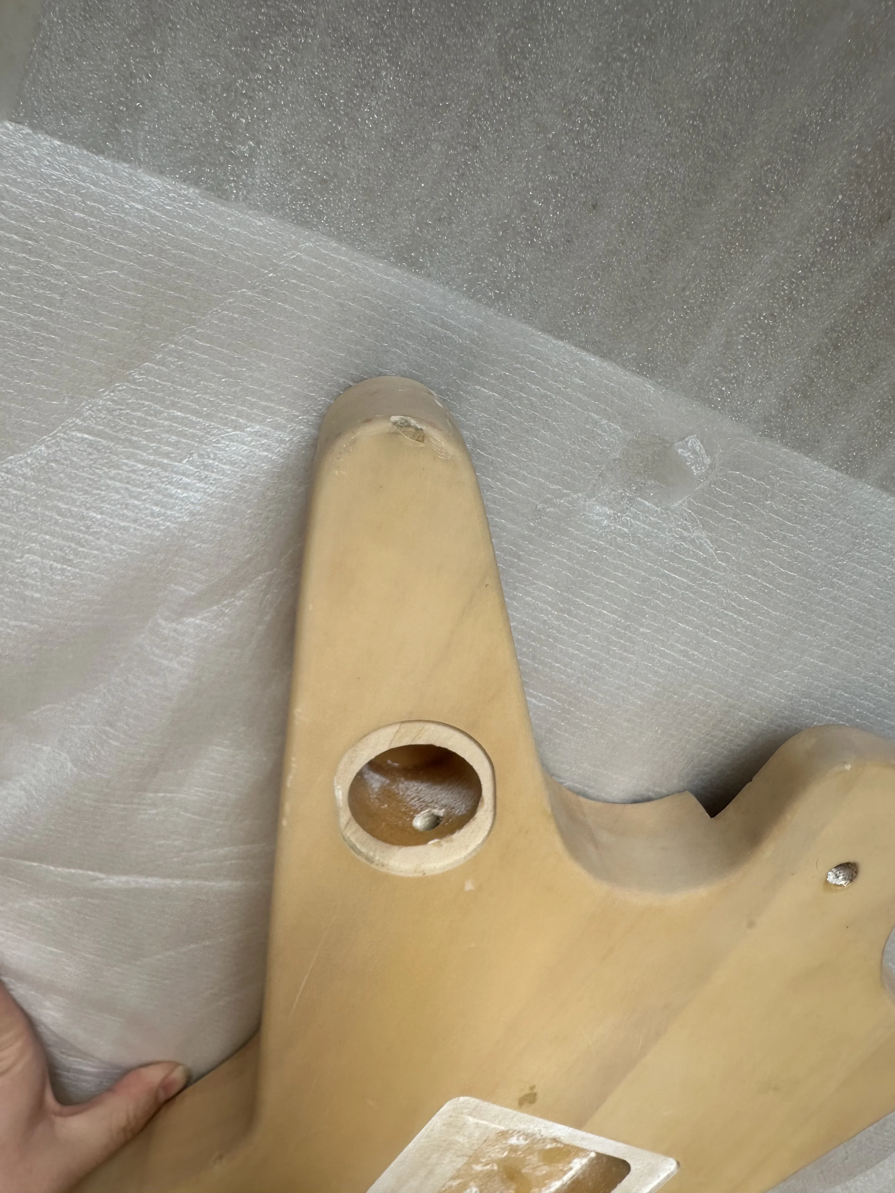 Factory Stock Electric Guitar Body, Floyd Rose Style, Gloss Finished lightning pattern, Special Shape, Stock Defective