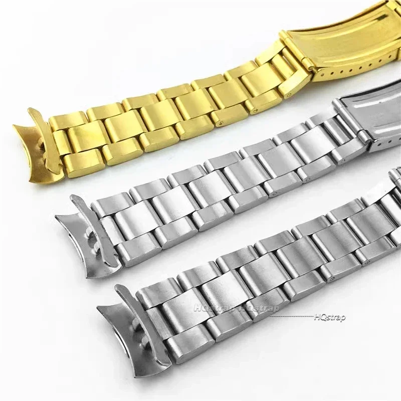 20mm Stainless Steel Watch Strap for Rolex Submariner Daytona Diving Buckle Bracelet Solid Metal Silver Gold Watchband Arc End