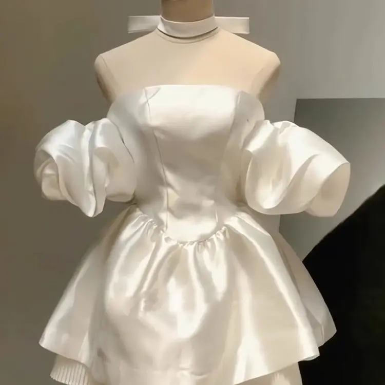 Birthday Dress High-Grade Party Dinner Suit High-End Affordable Luxury Niche Satin Tube Top