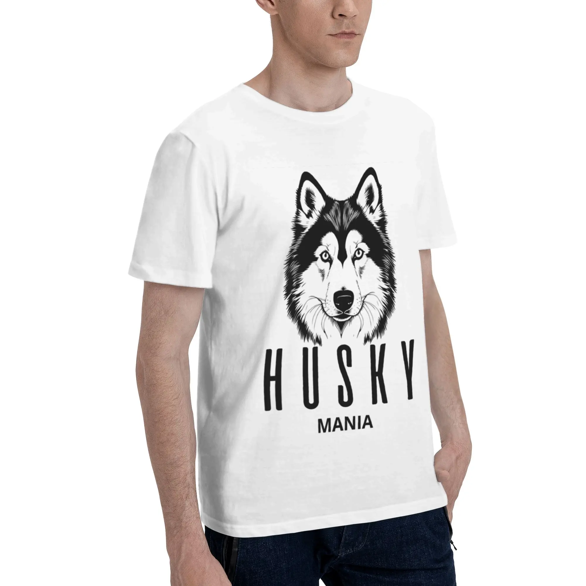

SIBERIAN HUSKY MANIA Мужская футболка больших размеров, мужские хлопковые футболки с круглым вырезом, короткие летние мужские футболки