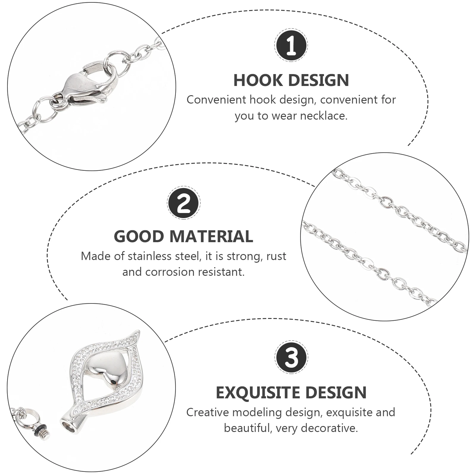 

Stainless Steel Perfume Bottle Necklace Miss Heart Cremation Jewelry for Ashes Urn