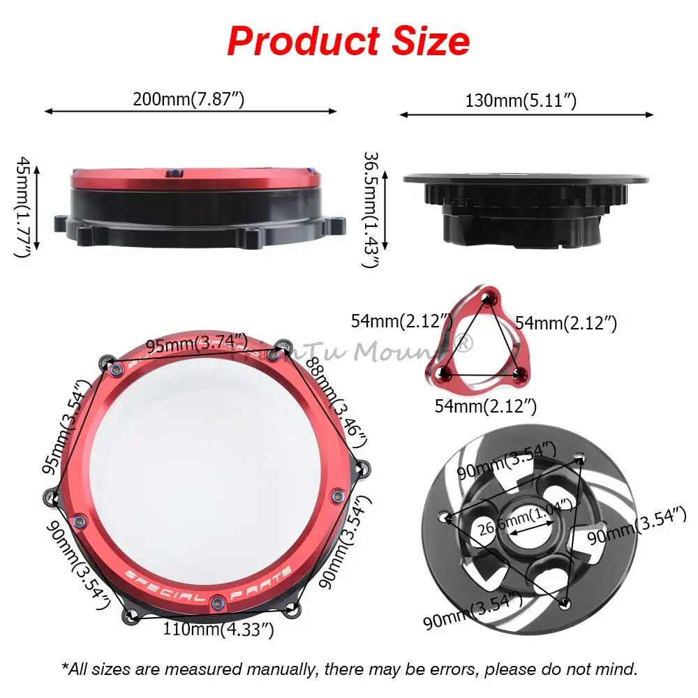 Aluminum Clear Clutch Cover for DUCATI V2 Models 959 Panigale 2016-2019, Panigale V2 2020-2024, Streetfighter V2 2022-2024 - Image 3