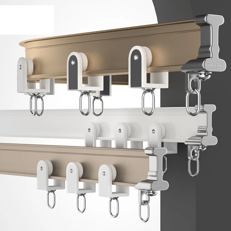 Golden Super Toughness Curtain Track Double Top Mounted Rail Free Bending Roman Rod for Single And Double Track