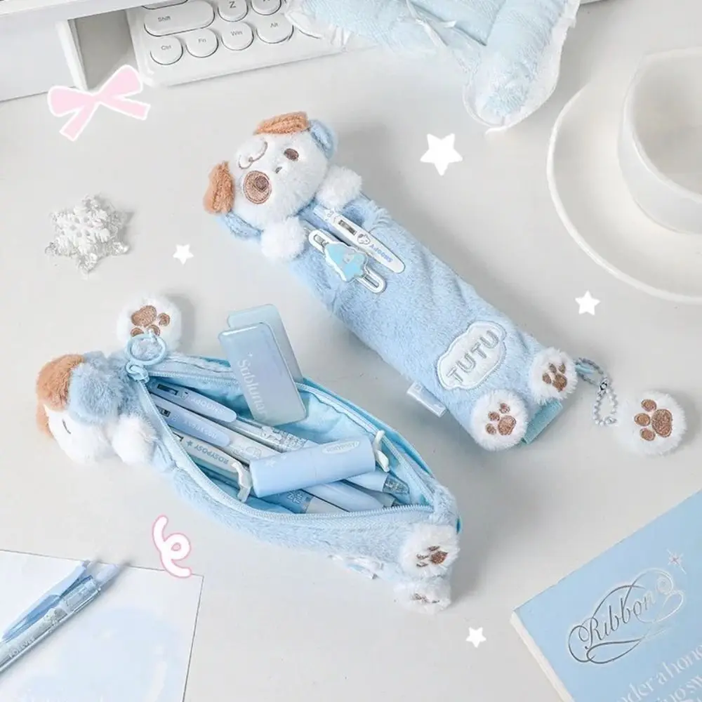 Nuova custodia per matita da lettura in peluche Mini borsa per cancelleria per cartoni animati con borsa per penne con fasciatura per cravatta Materiale scolastico